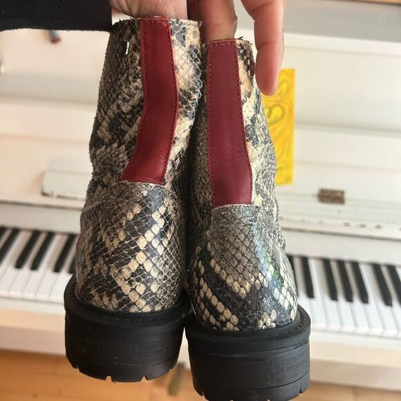 Salt + Umber Sustainable Eco Chic Snakeskin Combat Boots 39/8.5 - Picture 16 of 16